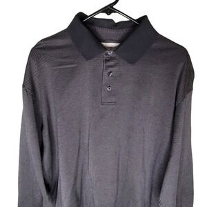 Turnbury Polo Shirt XL‎ Black Long Sleeve Golf Casual Pullover Polka Dot Preppy